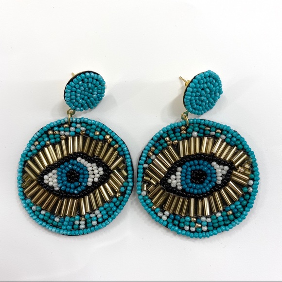 Boho Evil Eye Beaded Lightweight Earrings NEW - Picture 3 of 5